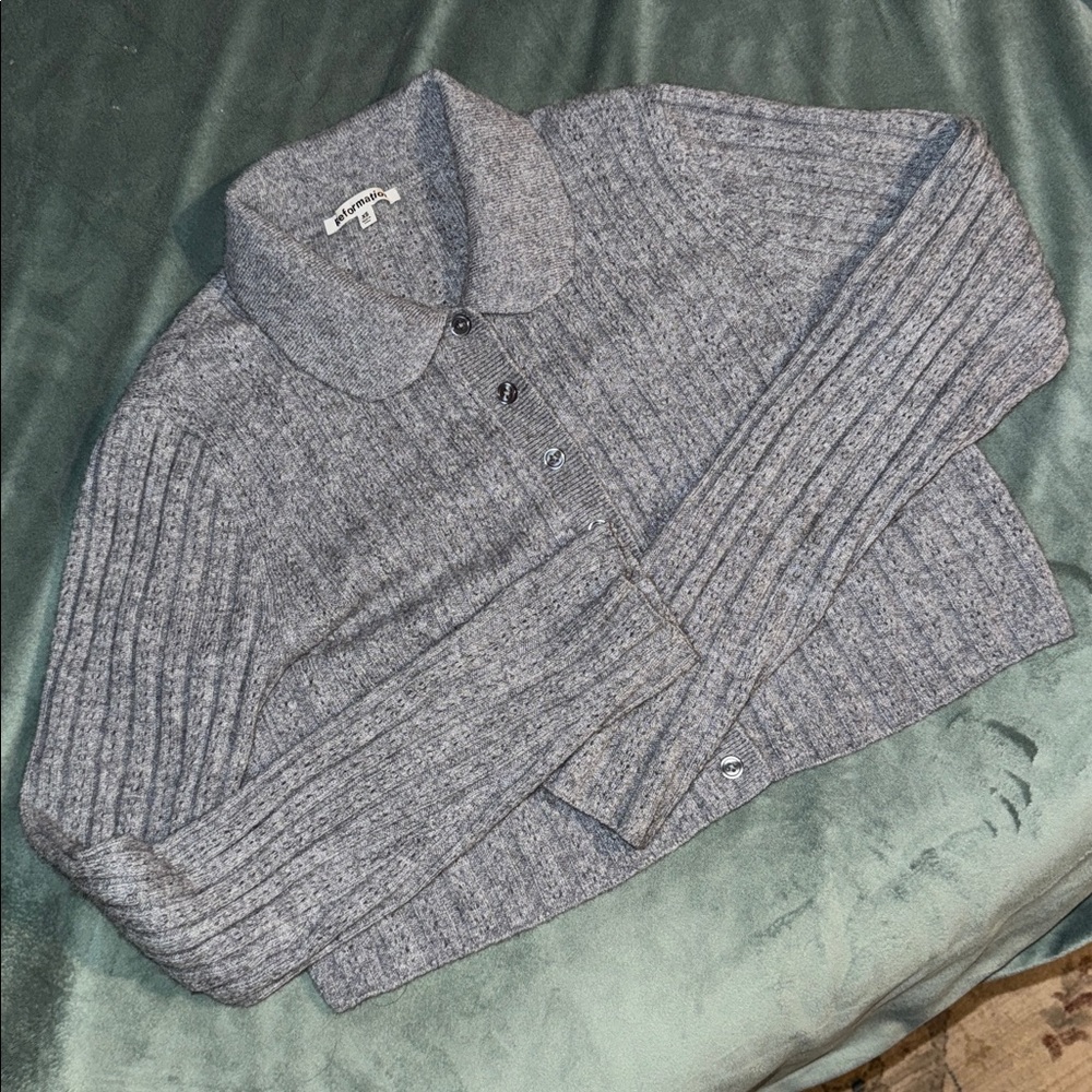 Reformation cropped Gray Cashmere Cardigan XS